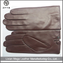 Mens 100% echtes Rotwein Farbe Schaffell Leder Warm Vollfinger Handschuhe Kaschmir Gefüttert